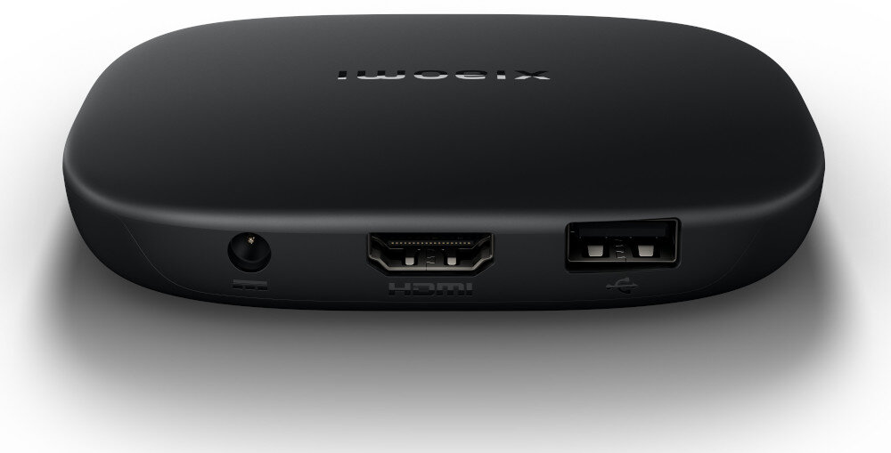 Odtwarzacz multimedialny 4K XIAOMI TV Box S 3-Gen - Prosta obsługa i szybki start, Pilot Bluetooth, Głosowe komendy, odtwarzacz mutlimedialny od tyłu na białym tle