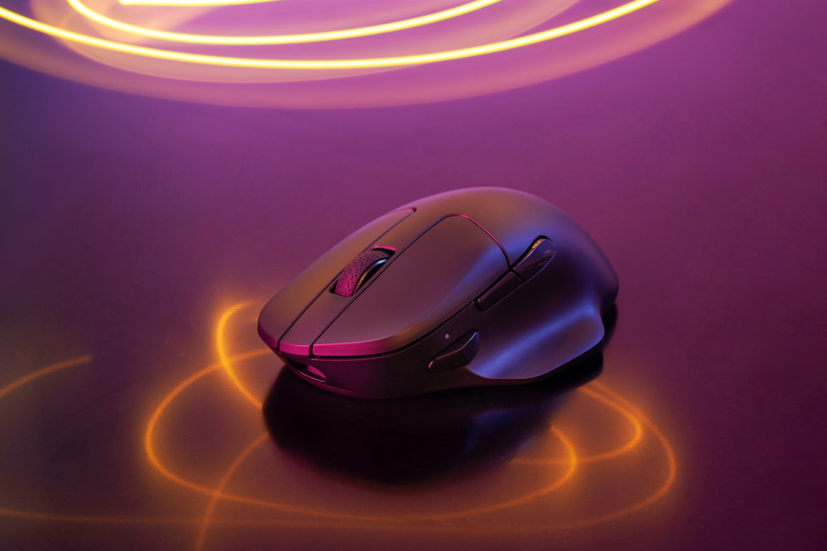 KEYCHRON M7 63 g redukuje zmęczenie dłoni obudowa o wymiarach 128 × 77 × 41 mm - mysz w kolorze czarnym od przodu