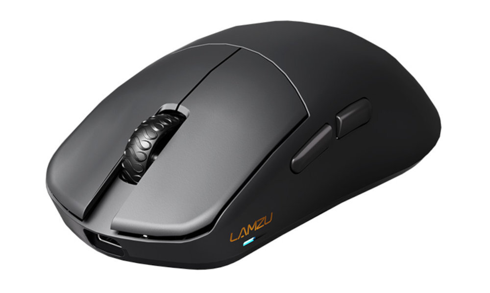 LAMZU Maya X LAMZU Maya X mysz gamingowa Ergonomiczna konstrukcja palm grip, claw grip oraz fingertip grip wyważonej budowie wysokiej czułości sensorów - czarna mysz na białym tle