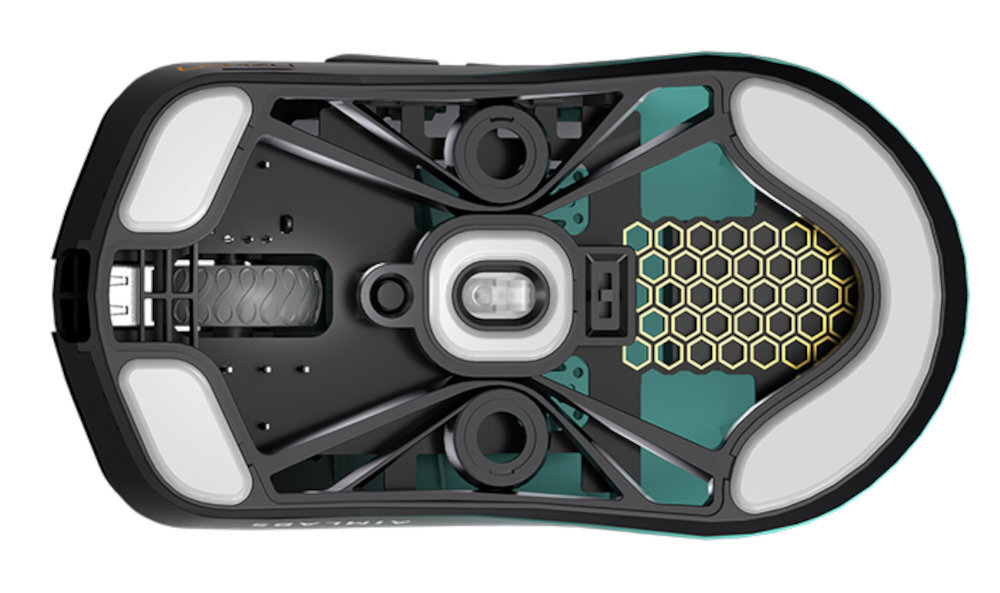 LAMZU Maya X technologii 8K polling rate Maya X osiem razy szybciej myszki 1K dedykowanego dongla trybie przewodowym 1 000 Hz - mysz od spodu