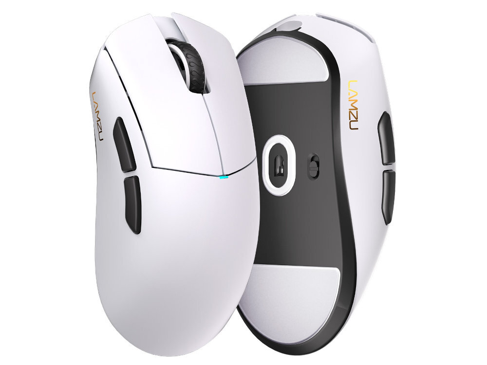 LAMZU Paro Aurora LAMZU Paro Aurora sensora PixArt 3950 DPI aż do 30 000 trybu 8000 Hz specjalnego dongla - mysz od spodu i od góry pionowo