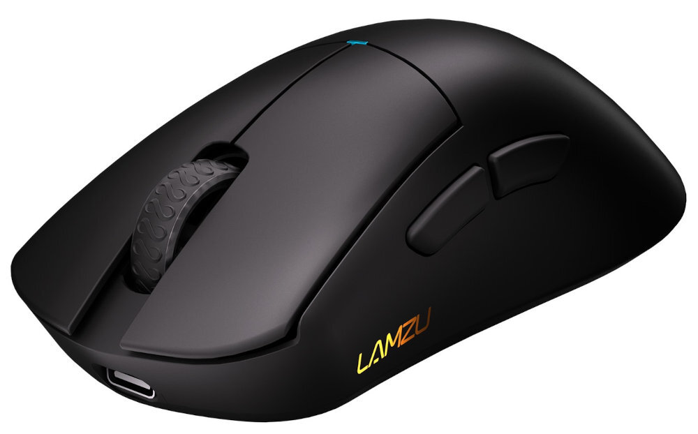 LAMZU Paro Aurora 120 × 65 × 41 mm pewnie leży w dłoni - mysz na białym tle od przodu