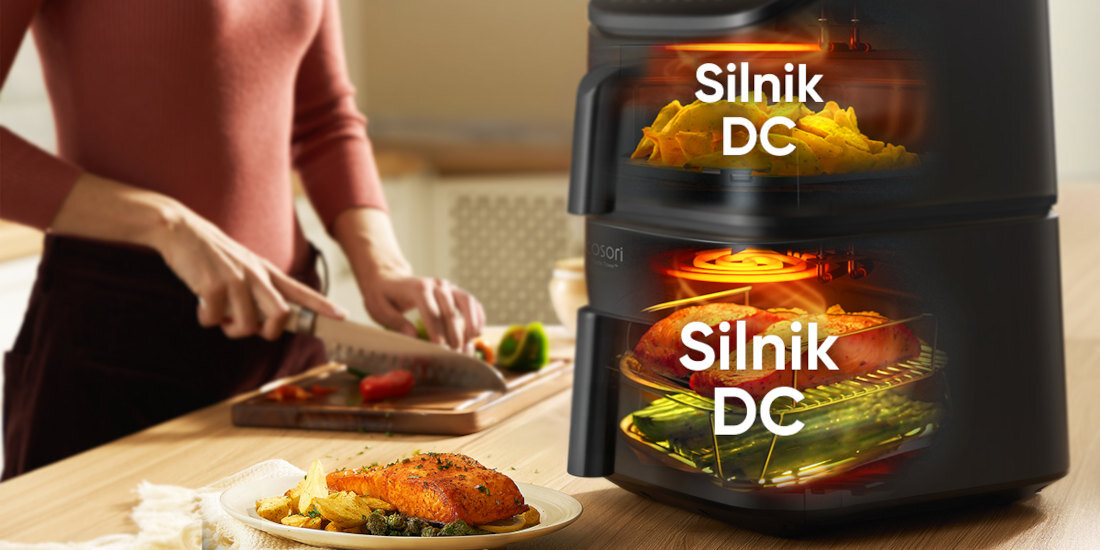 Air Fryer Frytkownica beztłuszczowa COSORI Turbo Tower CAF-DC121-AEUR Szybkość i precyzja Dwa silniki DC temperatura zakres precyzja potrawy