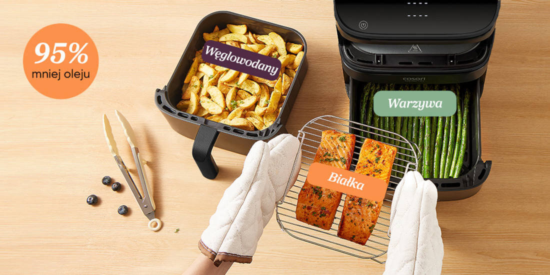 Air Fryer Frytkownica beztłuszczowa COSORI Turbo Tower CAF-DC121-AEUR Mało tłuszczu, dużo smaku zdrowe, zbilansowane posiłki Technologia gorącego powietrza