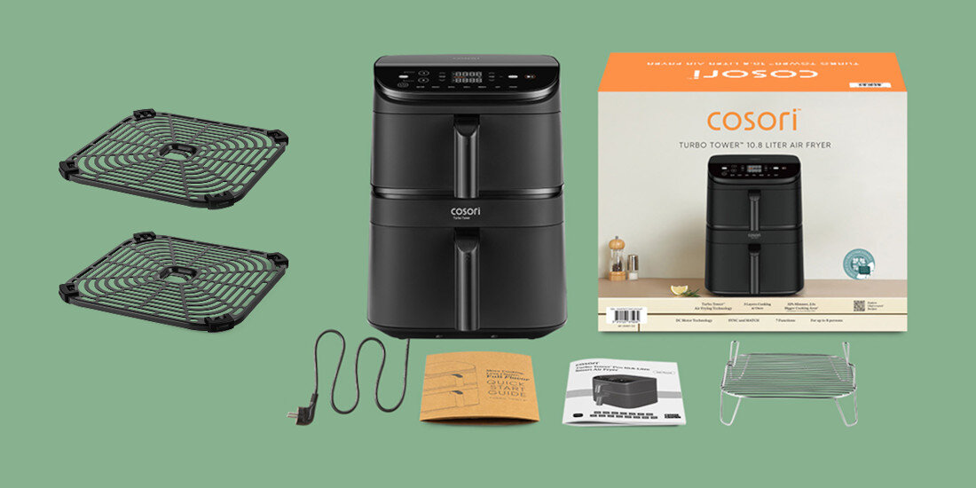 Air Fryer Frytkownica beztłuszczowa COSORI Turbo Tower CAF-DC121-AEUR zestaw akcesoria komplet wyposazenie