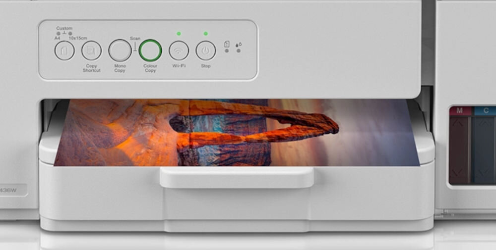 Urządzenie wielofunkcyjne BROTHER DCP-T436W Druk w kolorze, Wi-Fi zbliżenie na podajnik papieru automatyczny podajnik papieru ilość arkuszy sprzyja nieprzerwanej pracy obecność podajnika ręcznego drukowanie na nietypowych nośnikach