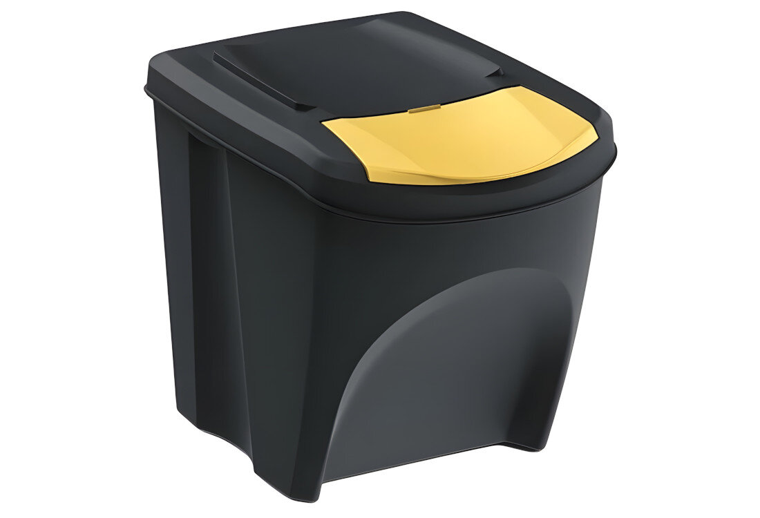 Kosze na śmieci KEDEN Sortibox IKWB25S3 3 x 25L Czarny Łatwe utrzymanie czystości  z wysokiej jakości tworzywa sztucznego odporne na zabrudzenia i łatwe do umycia Czarne wykończenie z barwnymi akcentami