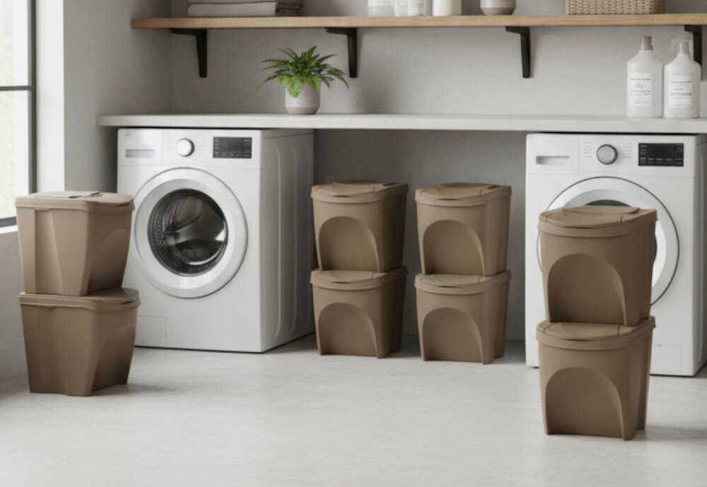 Kosza na śmieci PROSPERPLAST Sortibox IKWB25S3W 3 x 25L Antracytowy Segregacja bez wysiłku  trzech pojemników o pojemności 25 l papier, szkło czy plastik  w pionie lub szeregu możliwości ustawienia Stabilna konstrukcja bezpieczne użytkowanie