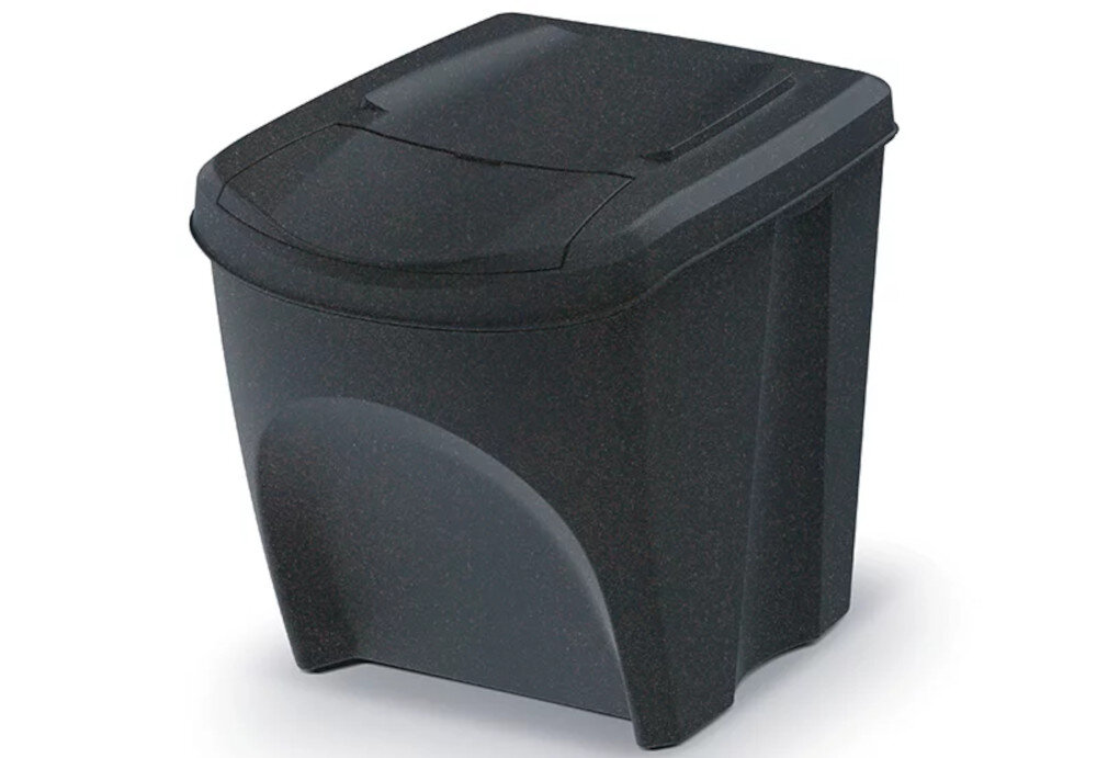 Kosza na śmieci PROSPERPLAST Sortibox IKWB25S3W 3 x 25L Antracytowy Wygoda każdego dnia Uchylne pokrywki szybki dostęp higiena wymiary