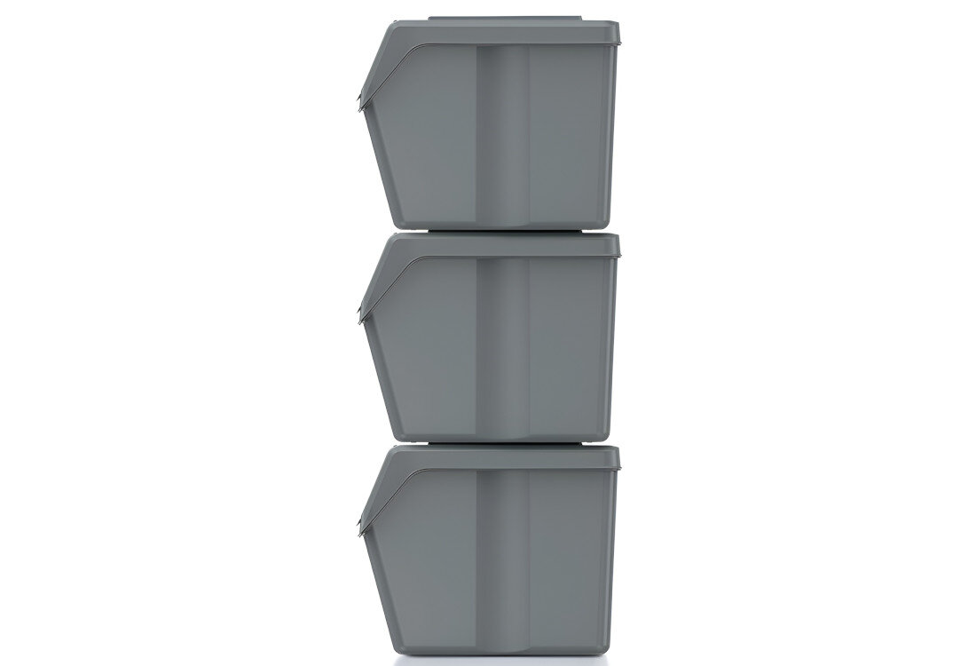 Kosz na śmieci KEDEN SORTIBOX ISWB20S3 3 x 20L Szary Przemyślana konstrukcja wygoda użytkowania stabilne szeregi lub pionowe słupki możliwości pojemność wymiary długość szerokość wysokość