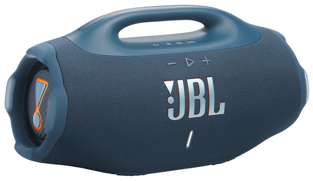 Głośnik mobilny JBL Boombox 4 na białym tle widoczne panele sterowania