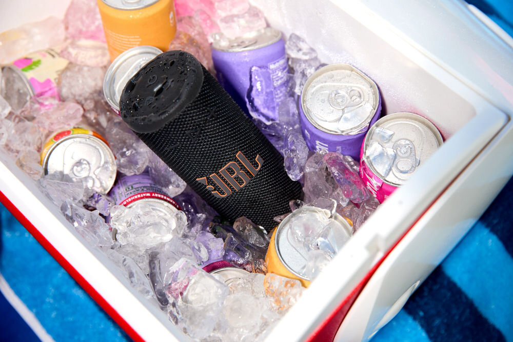 JBL Grip głośnik Bluetooth kompaktowy dynamiczny bas wysokie tony - głośnik w lodowce turystycznej z napojami - podobna wielkość