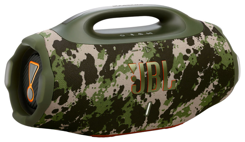 Głośnik mobilny JBL Boombox 4 na białym tle widoczne panele sterowania