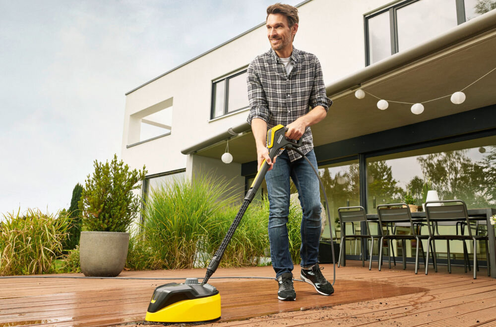Myjka ciśnieniowa KARCHER K7 Smart Control Flex Home 1.317-341.0 mężczyzna czyści taras żółto czarnym urządzeniem pistolet wyświetlacz efektywne mycie