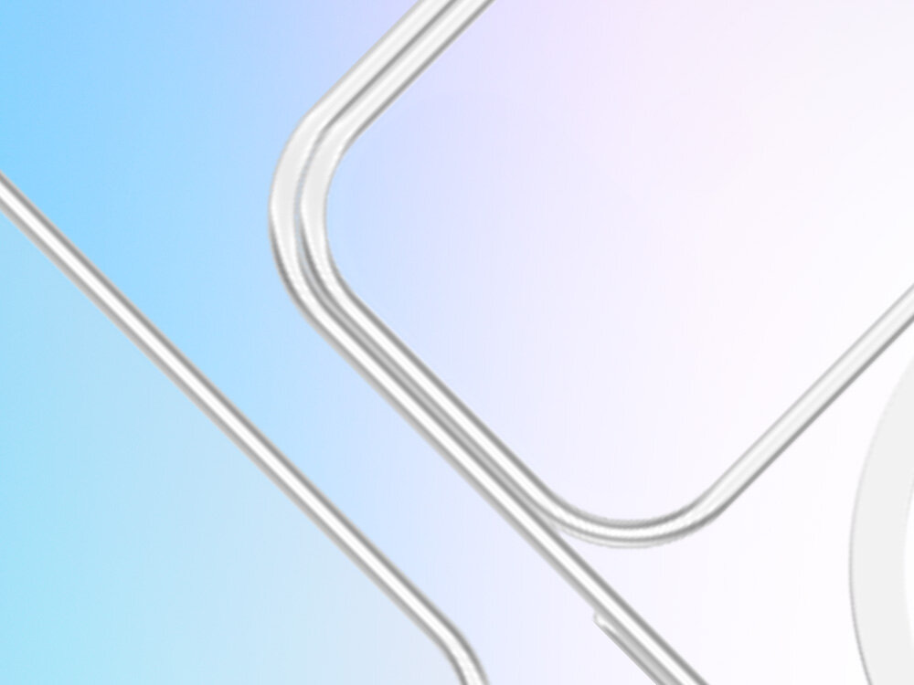 Etui 3MK MagCase do Apple iPhone 17 Pro Max Przeźroczysty, spokojny, technologia, specjalne, magnesy, na niebieskim tle euti w kolorze Przeźroczystym skosem frontem na wprost