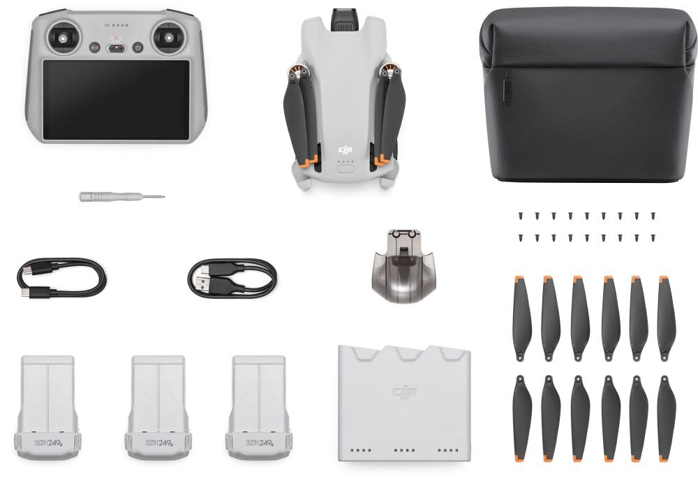 Dron DJI Mini 3 bateria lot sterowanie akrobacje czas lotu zasięg funkcje lądowanie kamera rozdzielczość filmy zdjęcia nagrywanie jakość ładowanie aplikacja przesył pilot śmigła stabilizacja fotografia waga wymiary konstrukcja obudowa korpus ramiona silnik