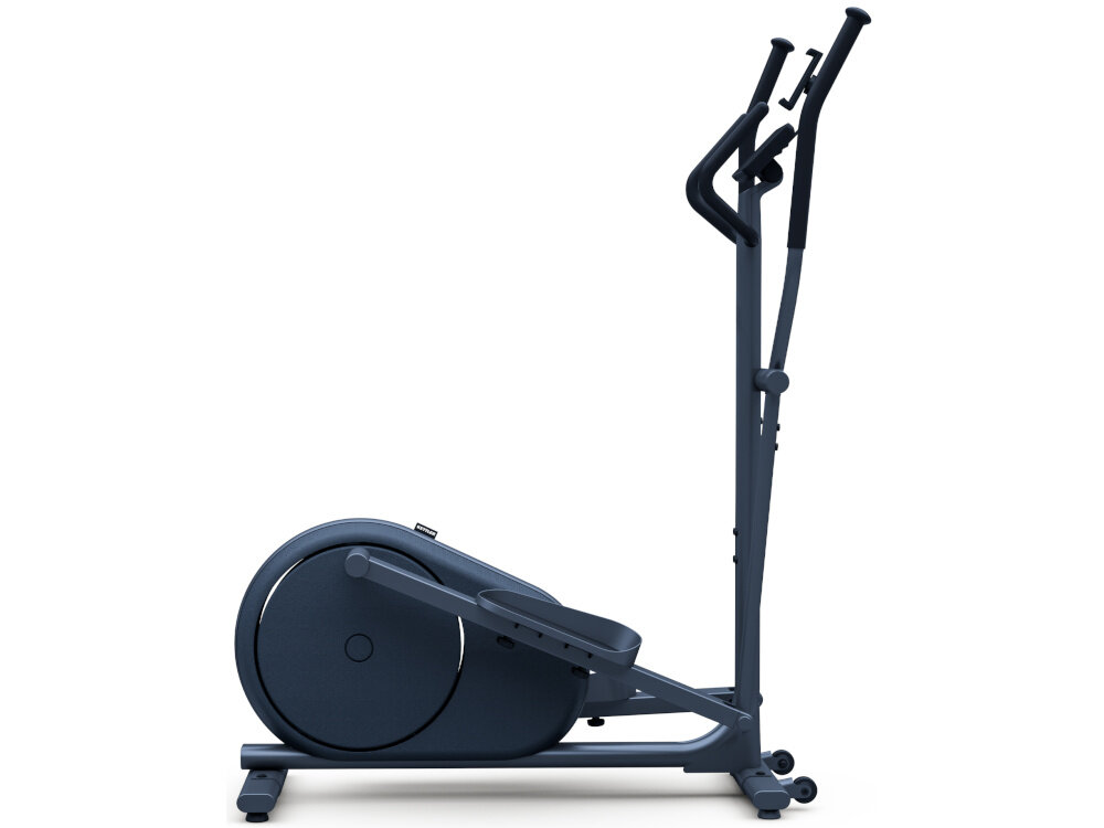 Orbitrek magnetyczny KETTLER Hoi Cross+ 20kg 39cm Szary orbitrek na białym tle widoczny z boku poprawa kondycji wyrzeźbienie sylwetki spalanie kalorii wzmocnienie mięśni nóg pośladków brzucha poprawa wydolność organizmu płynna cicha praca do intensywnego treningu cardio do łagodnych ćwiczenia poprawiających wydolność stawów dbanie o zdrowie