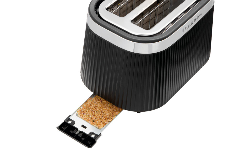 Toster RUSSELL HOBBS Bronte 26760-56 Czarny Łatwe czyszczenie Wysuwana tacka na okruchy higiena Obudowa z tworzywa sztucznego i szczotkowanej stali nierdzewnej wymiary