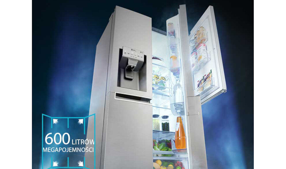 Lodówka LG GSL761SWYV Side by side Kostkarka 600 litrów przechowywanie dużo miejsca pojemność