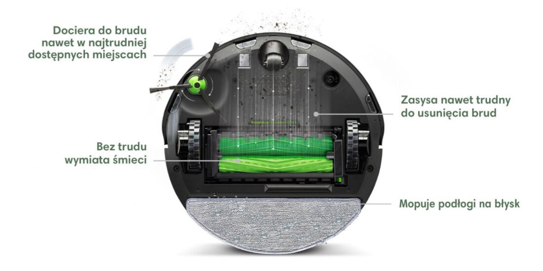 Robot sprzątający IROBOT Roomba Combo J5+ Precyzyjne gruntowne sprzątanie 4-stopniowy system sprzątania