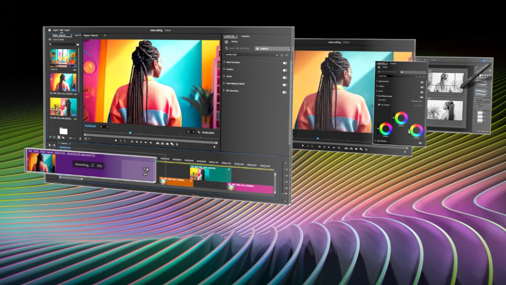 Interfejs NVIDIA Studio na laptopie ASUS TUF Gaming A18 – akceleracja RTX w aplikacjach do edycji wideo, renderingu 3D i projektowania graficznego z narzędziami wspomaganymi przez AI