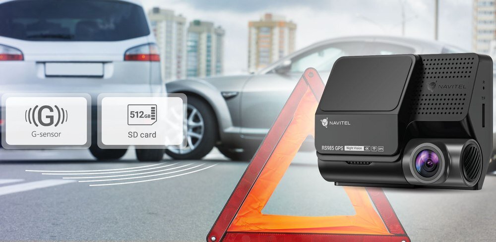 Wideorejestrator NAVITEL RS985 GPS + kamera tylna  rejestrator na tle parkingu   