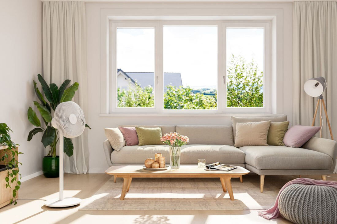 WENTYLATOR KOLUMNOWY STADLER FORM FINN opcje sterowania 8 poziomów prędkości zasięg tryb naturalnej bryzy pilot sterowanie automatyczny obrót poziom 120° manualna regulacja