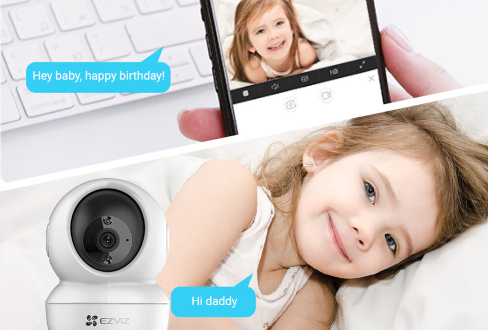 Kamera EZVIZ H6C obserwowanie rozmawianie połączenie telefon