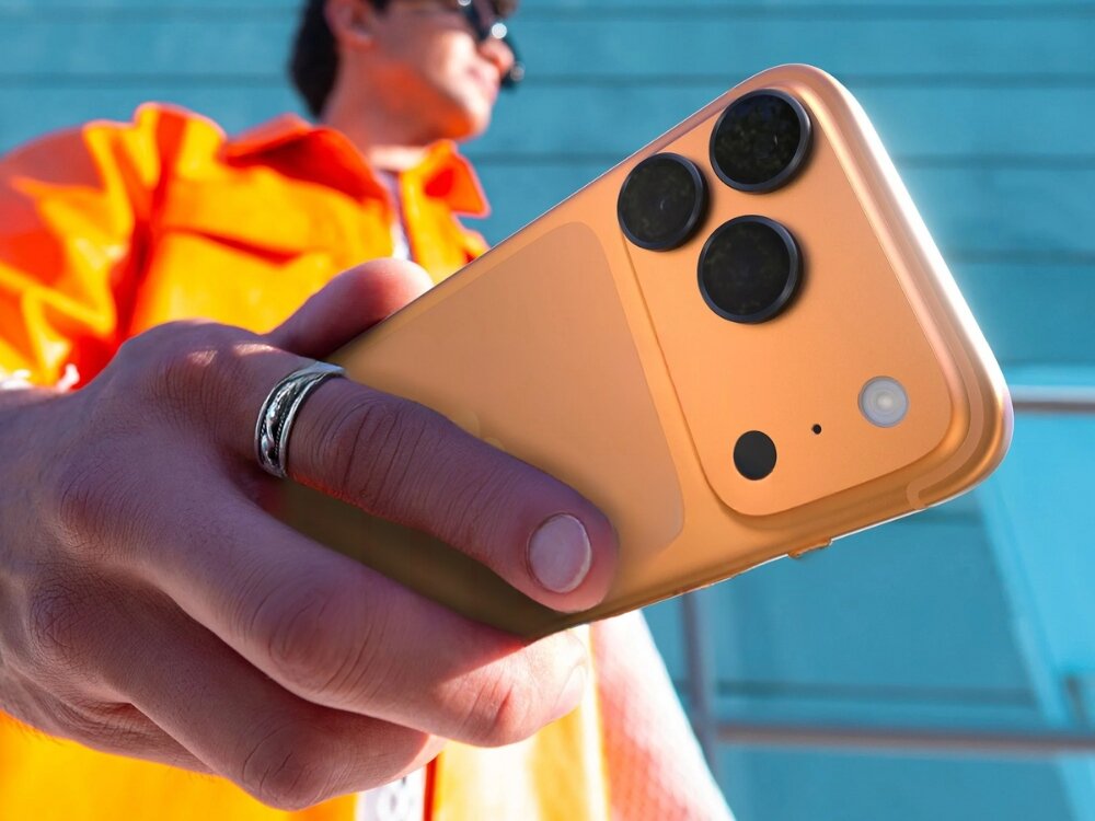 Szkło hartowane na obiektyw PANZERGLASS Hoops Lens Protector telefon w dłoni ze szkłem ochronnym na obiektywach aparatu