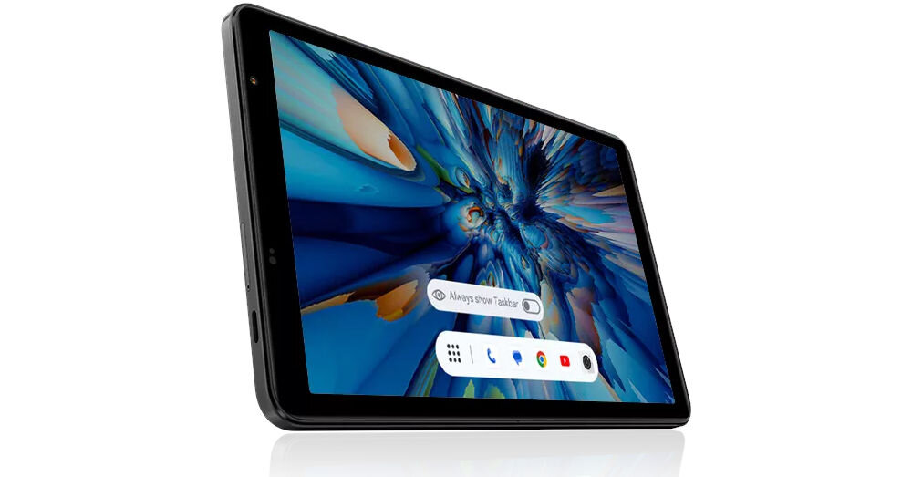 Tablet BLACKVIEW Zeno 1 8 cali 4/64GB LTE Wi-Fi Pomarańczowy prezentacja urządzenia pod kątem na białym tle wsparcie działania funkcjonalność mobilność produktywność rozrywka podstawka szkło hartowane trzy kolory