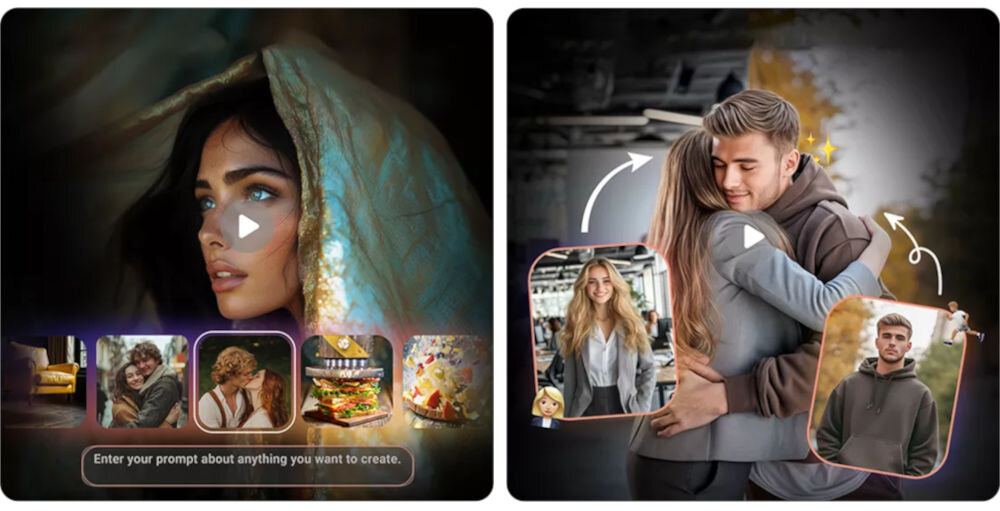 Tablet BLACKVIEW Zeno 1 8 cali 4/64GB LTE Wi-Fi Zielony prezentacja możliwości funkcji zmiana rzeczy na zdjęciach AI tworzenie wideo ze zdjęć VidGen przekształcanie zdjęć w filmowe klipy Soundle kształtowanie dźwięku tworzenie muzyki z AI