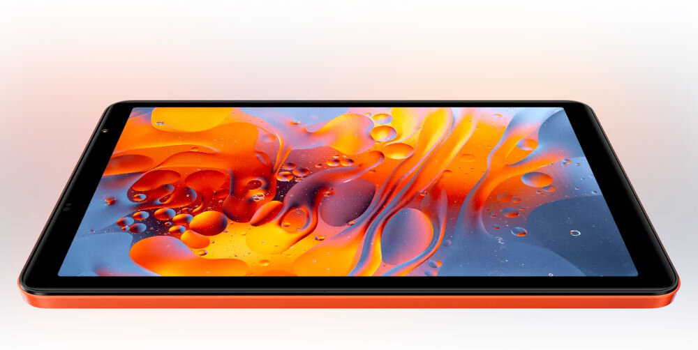 Tablet BLACKVIEW Zeno 1 8 cali 4/64GB LTE Wi-Fi Zielony prezentacja urządzenia w perspektywie z poświatą kolorową na białym tle wyświetlacz częstotliwość próbkowania płynny obraz jasność czytelny obraz ułatwia obsługę interfejsu