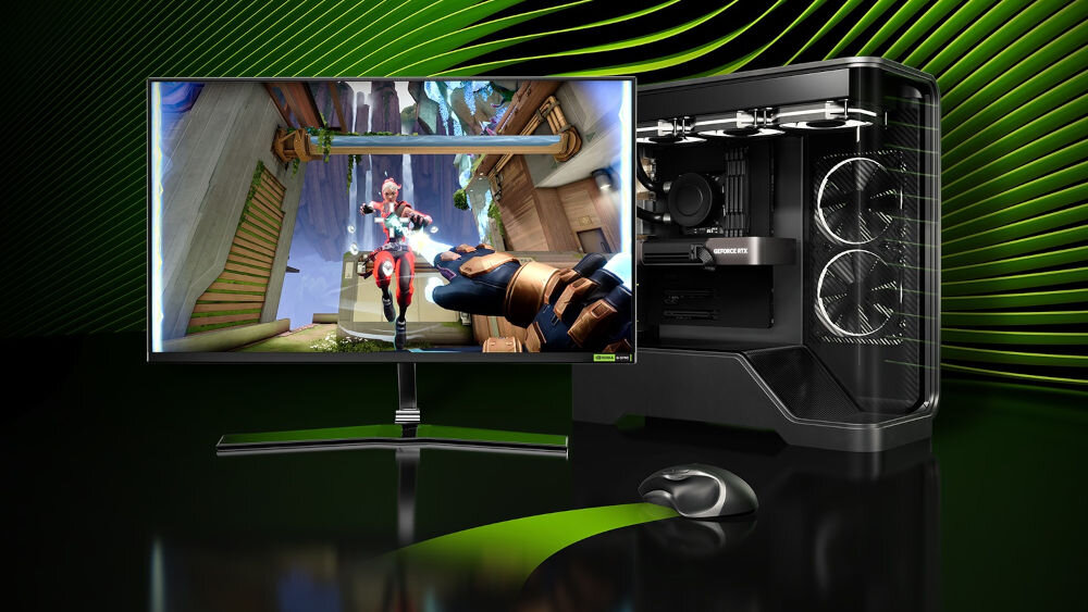 Grafika przedstawiająca technologię NVIDIA Reflex 2 - redukcja opóźnień w grach esportowych