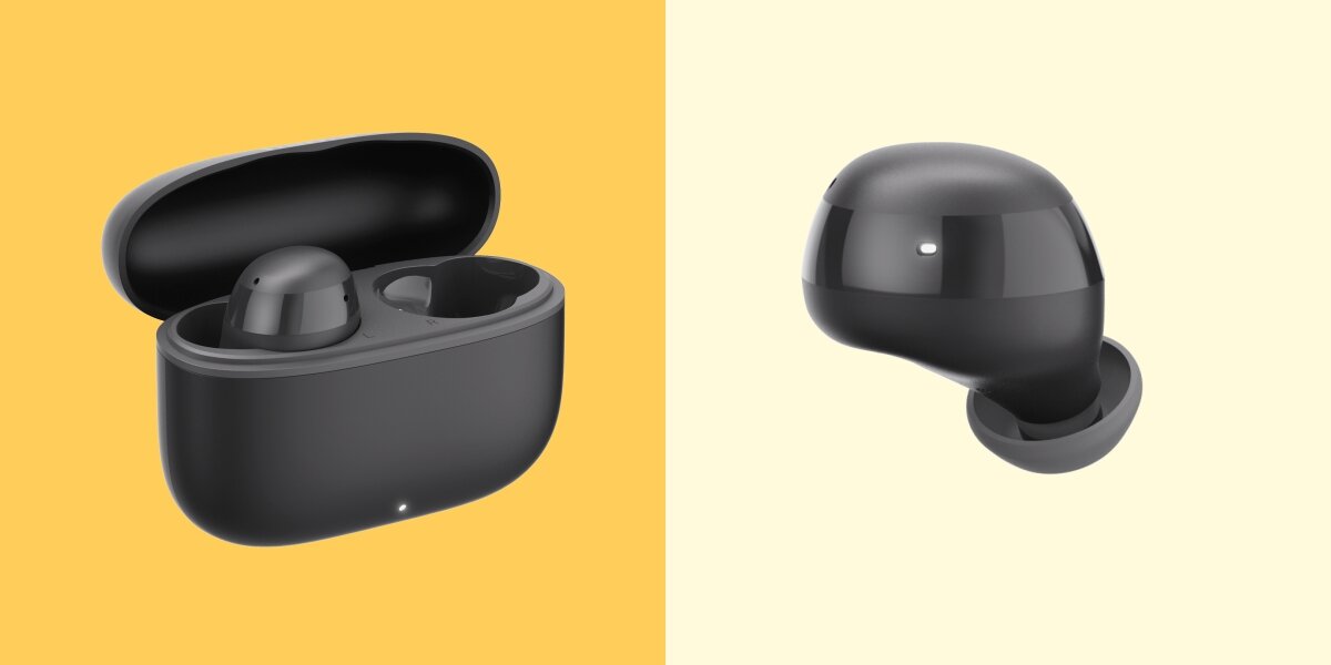 Słuchawki dokanałowe HAMA Freedom Buddy II - Brzmienie na Twoich zasadach, equalizer, słuchawki z funkcją ładowania po skosie na żółtym tle