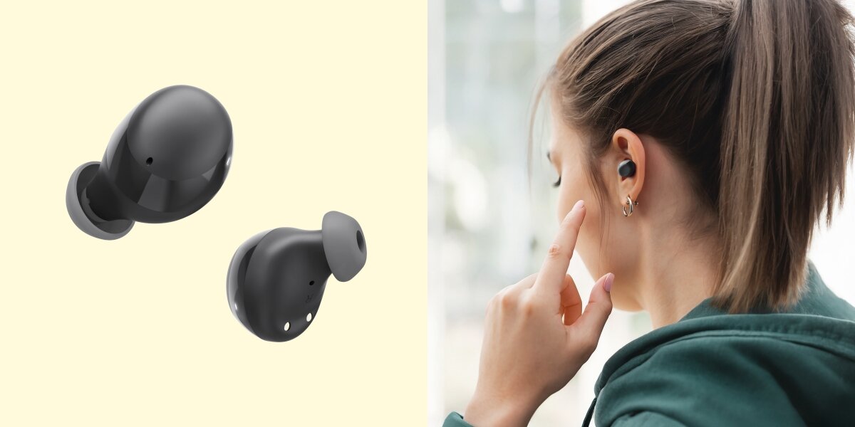 Słuchawki dokanałowe HAMA Freedom Buddy II - Lekkość i komfort, konstrukcja true wireless, waga, redukcja hałasów, osoba z założonymi słuchawkami dokanałowymi