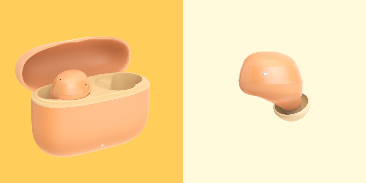 Słuchawki dokanałowe HAMA Freedom Buddy II - Brzmienie na Twoich zasadach, equalizer, słuchawki z funkcją ładowania po skosie na żółtym tle