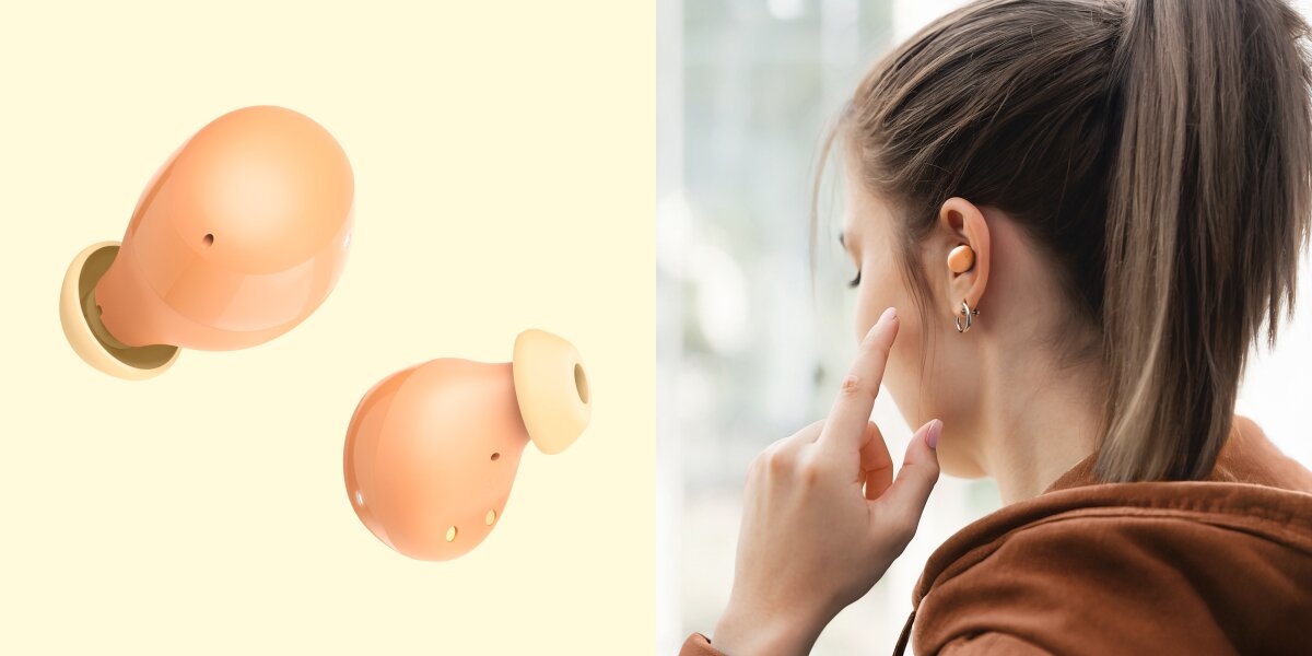 Słuchawki dokanałowe HAMA Freedom Buddy II - Lekkość i komfort, konstrukcja true wireless, waga, redukcja hałasów, osoba z założonymi słuchawkami dokanałowymi