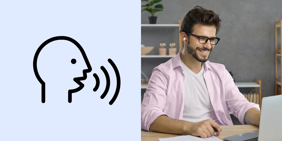 Słuchawki dokanałowe HAMA Freedom Buddy II - Sterowanie głosowe, osoba z założonymi słuchawkami dokanałowymi