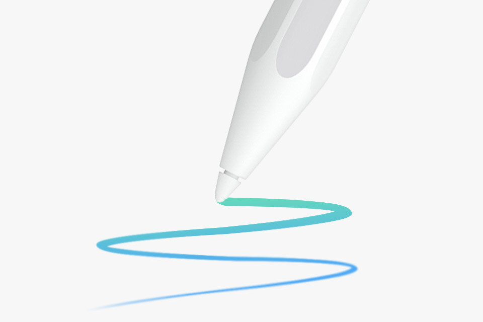 Zbliżenie rysika S Pen tworzącego kreskę w kształcie litery S o zmiennej grubości, podkreślającą wrażliwość na nacisk. Zbliżenie rysika S Pen tworzącego kreskę w kształcie litery S o zmiennej grubości, podkreślającą wrażliwość na nacisk.