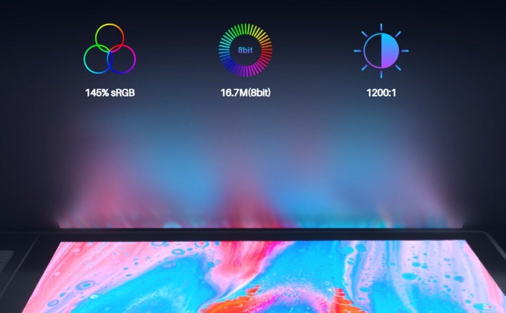 Tablet graficzny HUION Kamvas Pro 16 2.5K kolory odwzorowanie kontrast jasność