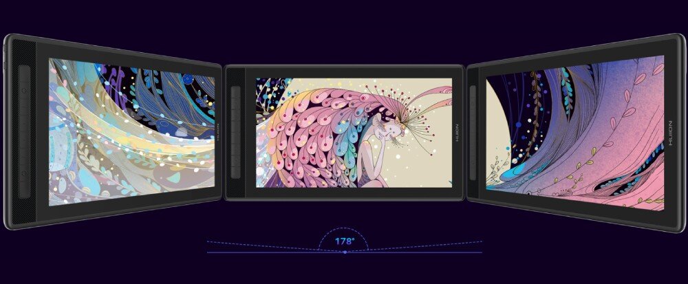 Tablet graficzny HUION Kamvas Pro 16 2.5K laminowanie kąty widzenia podstawka