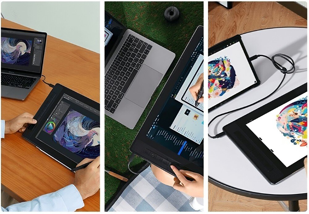 Tablet graficzny HUION Kamvas Pro 16 2.5K porty kompatybilność kable