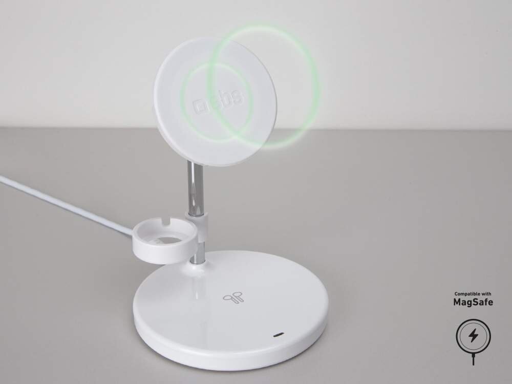 Ładowarka indukcyjna SBS MagSafe 3w1 15W Bezprzewodowa stacja ładująca dla iPhone, Android, Apple Watch i słuchawek bezprzewodowe ładowanie 