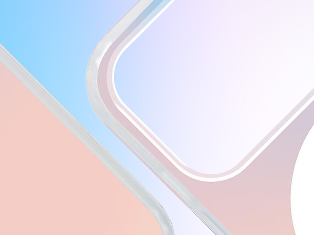 Etui 3MK Rainbow GuardX MagCase do Apple iPhone 17 Pro Wielokolorowy, na niebieskim tle smartfon apple frontem w połowie od góry oraz na przodzie przeźroczyste etui do niego