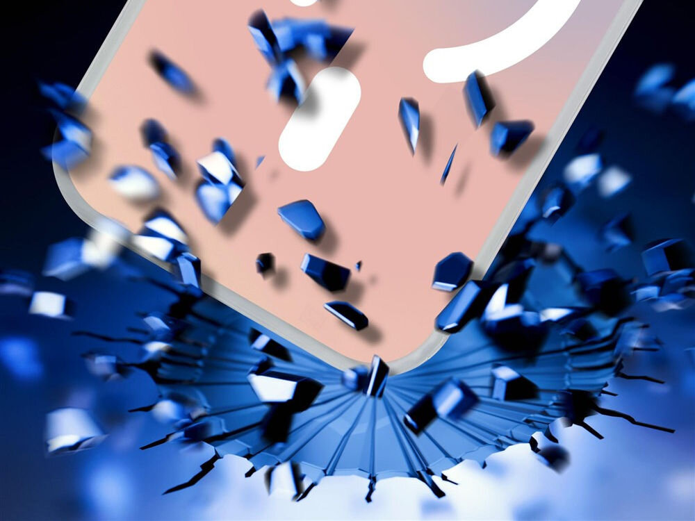 Etui 3MK Rainbow GuardX MagCase do Apple iPhone 17 Pro Wielokolorowy, Military grade, obietnica, niezależne, rygorystyczny, na czarnym tle wizualizacja uderzenia o szkło etui nałożonym na smartfona