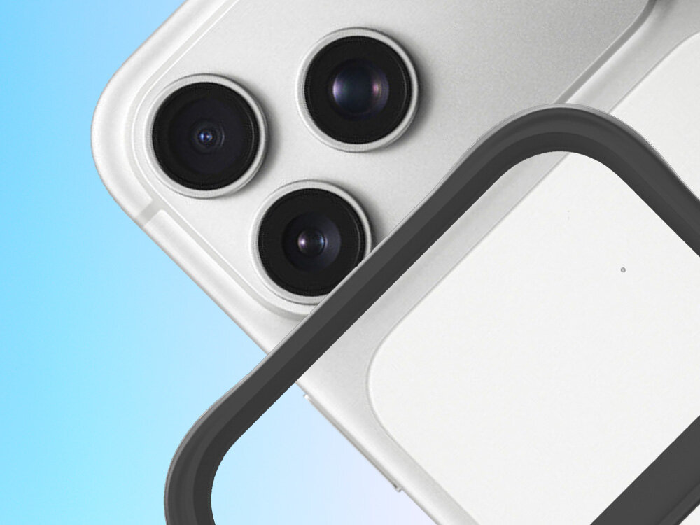 Etui 3MK Satin Guardx MagCase do Apple iPhone 17 Pro Max Czarny, Kompatybilne, technologią, MagCase, MagSafe, Czarnym tle pod skosem od połowy w górę etui oraz smartfon