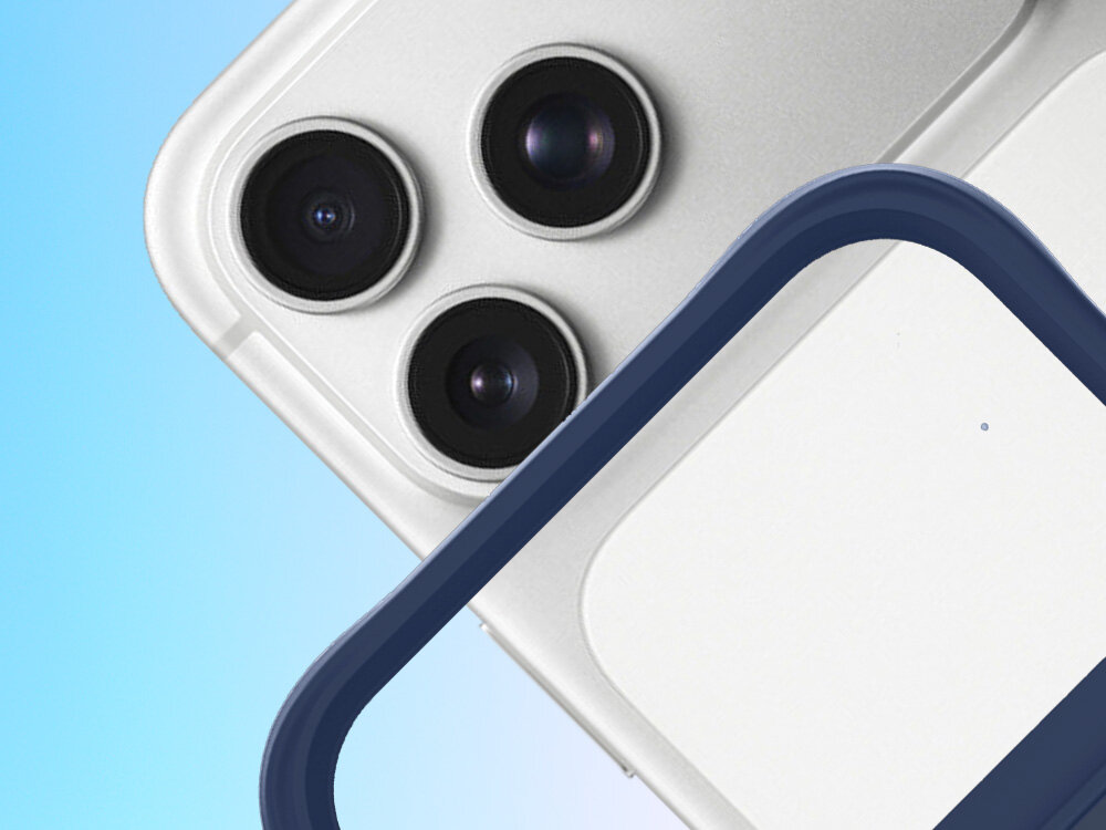 Etui 3MK Smoke Guardx MagCase do Apple iPhone 17 Pro Max Niebieski, ochrona, oryginalny, wysublimowany, spojrzenia, na niebieskim tle pod skosem od połowy w górę etui