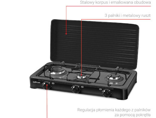 Kuchenka nastawna OPTIMUM KG-1013 cechy szczególne LPG palniki