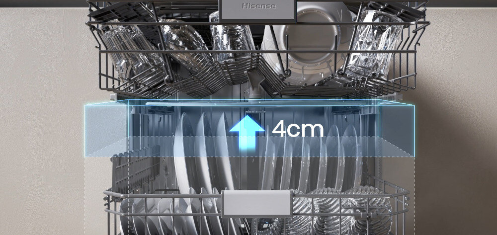 ZMYWARKA HISENSE HV520E40UK trzeci kosz taca sztućce mycie suszenie załadunek rozładunek