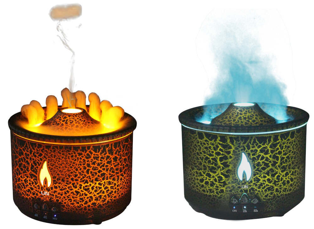 Aromatyzer LIN LI02 Volcano Czarny Efekt wizualny moc funkcjonalny dekoracja dwa kolory oświetlenie wybór atmosfera wykonanie stal nierdzewna